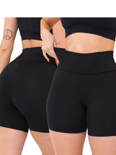 COMPRA 1 E LEVA 2 Shorts Legging Feminino Curto Cintura Alta Academia Esportivo