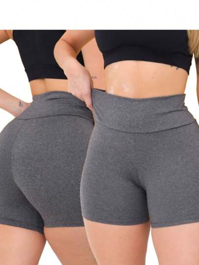 COMPRA 1 E LEVA 2 Shorts Legging Feminino Curto Cintura Alta Academia Esportivo