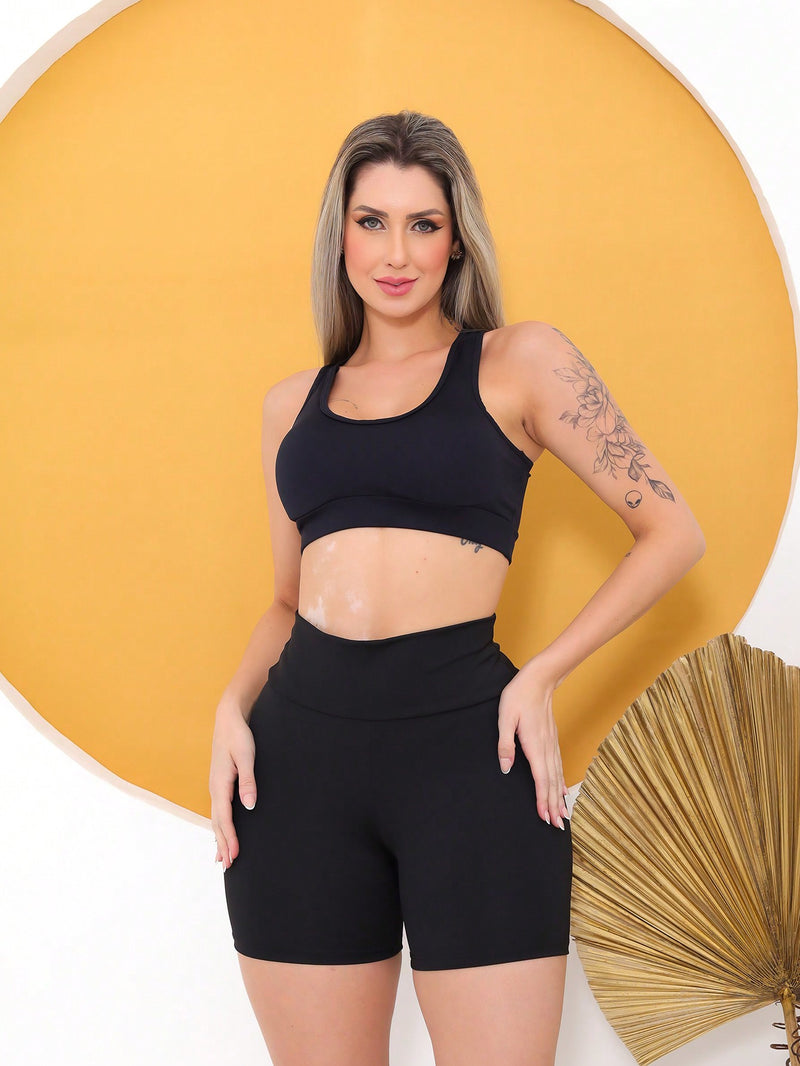 COMPRA 1 E LEVA 2 Shorts Legging Feminino Curto Cintura Alta Academia Esportivo