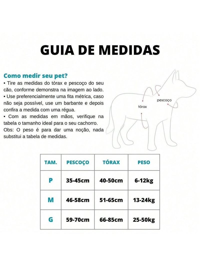 Coleira Peitoral Para Cachorro  Com Bolso Guia Ajustável Reforçada Confortável