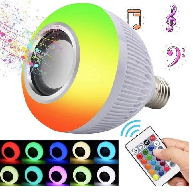 Lampada Bluetooth De Led Caixa De Som C Controle Rgb 12W