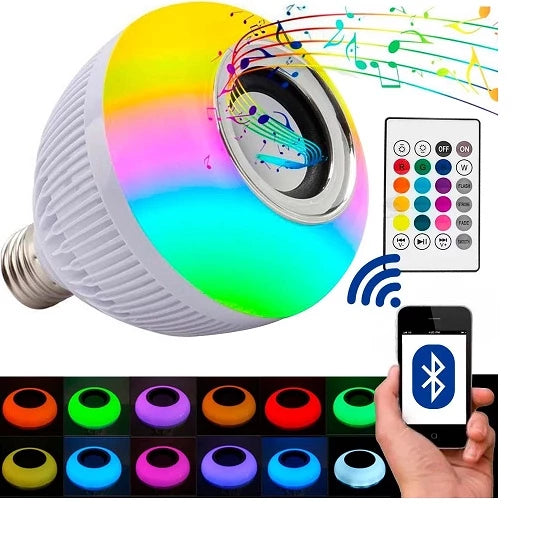 Lampada Bluetooth De Led Caixa De Som C Controle Rgb 12W