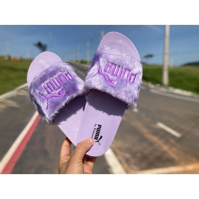 Chinelo Feminino Slide By Rhianna Beach Pelo Sandália Pelinho %off Leve Macio