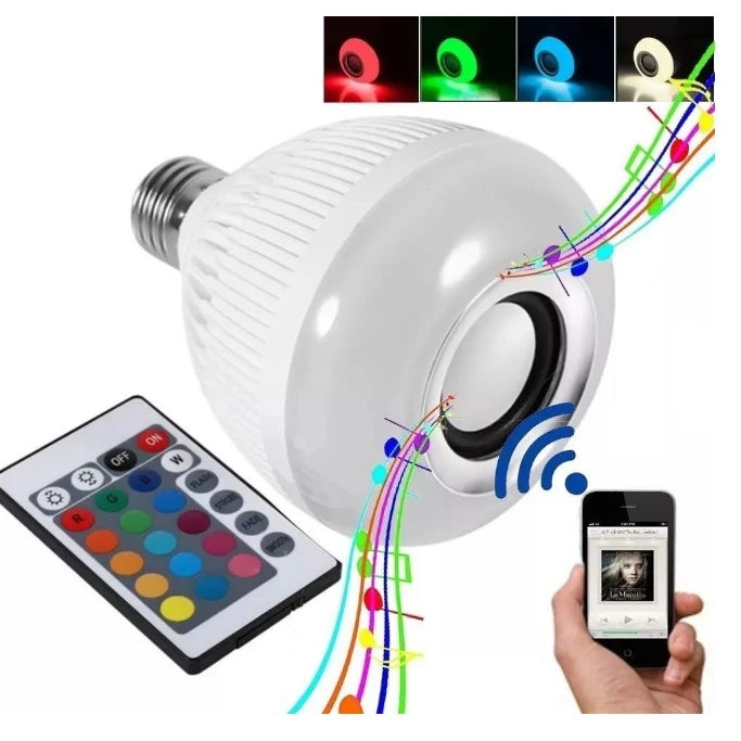 Lampada Bluetooth De Led Caixa De Som C Controle Rgb 12W